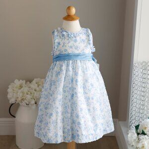 Blue and White Floral Sundress Swiss Dot Luli & Me Size 2T Spring Vacation NWT